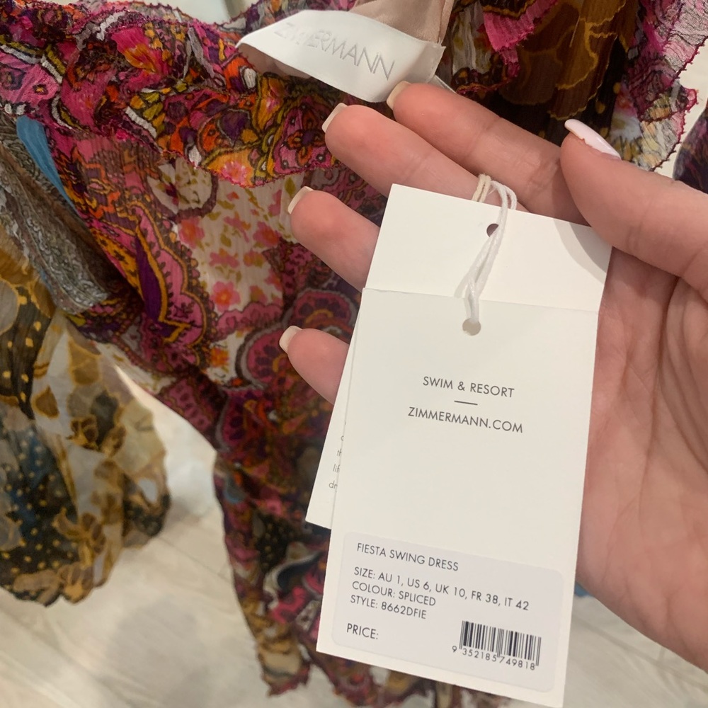 Zimmerman fiesta cold shoulder printed silk dress